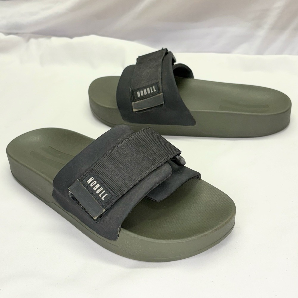 NOBULL Adjustable Strap‎ Cushioned Slide Sandals Olive Green Black